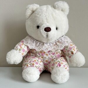 Vintage Plush Cuddle Wit White Bear Quilted Collectible Stuffed Animal